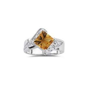  0.07 Ct Diamond & 1.42 Cts Citrine Ring in 10K White Gold 