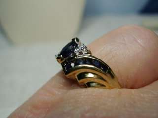 Nice 10K Yellow Gold Sapphire and Diamond Ring  