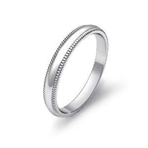   9g Mens Dome Milgrain Wedding Band 3mm Platinum Ring (8) Jewelry