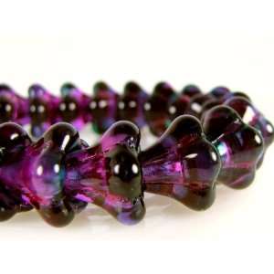   Beads, 11 X 13mm, Violet Bell Flower, Qty10 beads 