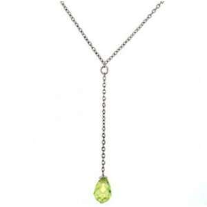  Green Peridot Drop Briolette Silver CZ Necklace Health 