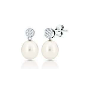   Cultured Pearl Earrings with Diamond Accents   Honora Pearls Jewelry