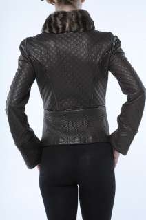 New Roberto Cavalli Leather Fur Chinchill Coat Brown 40  