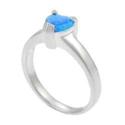 Sterling Silver Blue Opal Heart Ring  
