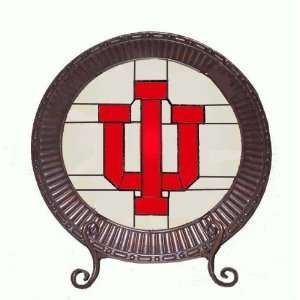  Indiana Hoosiers Leaded Stained Glass Charger with Stand 