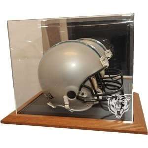  Chicago Bears Natural Color Framed Base Helmet Display 