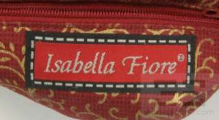 Isabella Fiore Red Leather And Gold Brocade Clutch Handbag  