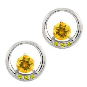  0.94 Ct Round Yellow Citrine and Canary Diamond Sterling 