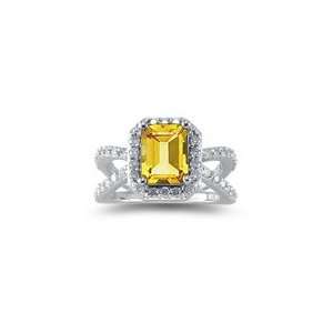  0.63 Ct Diamond & 1.15 Cts Citrine Ring in 14K White Gold 