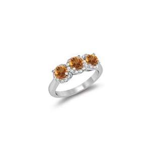  0.15 Cts Diamond & 0.36 Cts Citrine Ring in 14K White Gold 