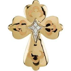  0.008 Ct. Tw. Diamond Budded Cross in 14k Yellow Gold 