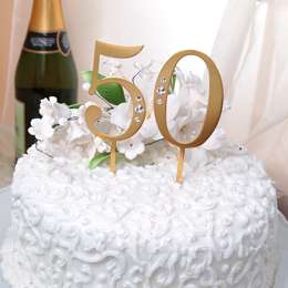 New 50th Anniversary Gold Number Rhinestone Cake Topper  