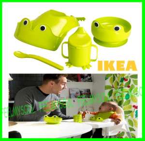 IKEA MATA BABY TRAINING CUP,BOWL,BIB,SPOON GREEN 4PCS  