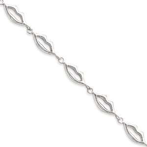  Sterling Silver Kissable Lips Bracelet Length 7.5 