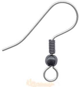 144 Surgical Steel Ear Wires Hooks ~ Gun Metal Bead + Coil Finish 