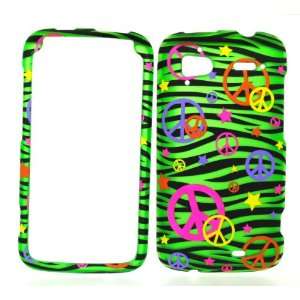  Colorful Peace Sign on Green Zebra Strips Rubberized Snap 