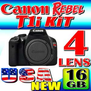 Canon EOS Digital Rebel T1i & 4 Lens 16GB Massive Kit 012345623752 