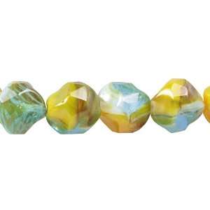 Blue & Yellow Picasso Faceted Round Czech Glass Beads  