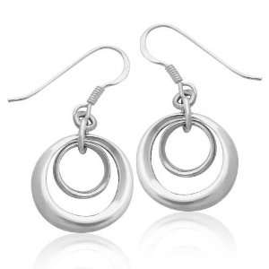  Sterling Silver Tarnish Free Polished Double Hoop Dangle 