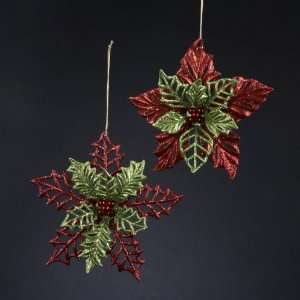   Glitter Drenched Holly Berry Holiday Ornament 4.25
