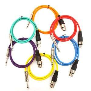 SEISMIC AUDIO   SATRXL F2   6 Pack of Muliple Colored 2 XLR Female to 