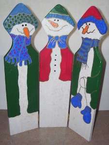 Decorative Christmas Wood Handpainted Snowman Fence EXC  