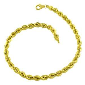  10 Karat Yellow Gold 4 mm Rope Bracelet (8 Inch) Jewelry