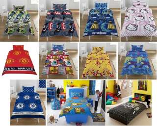 Reversible Kids Girls Boys Single Bed Duvet Quilt Cover Bedding Set 