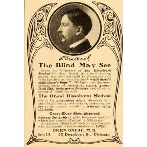  1902 Vintage Ad Oren Oneal Blindness Eye Quackery Cure 