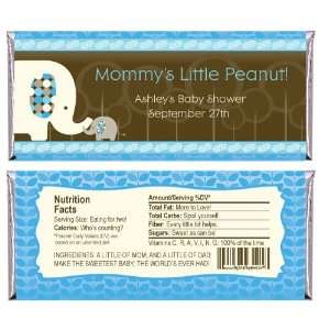   Blue Baby Elephant   Personalized Candy Bar Wrapper Baby Shower Favors