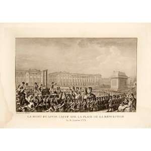 1906 Intaglio Print Execution King Louis XVI French Revolution Place 