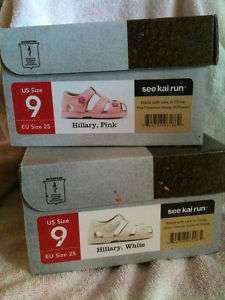 NIB See Kai Run Hillary fisherman sandals sz 9 pink/wht  