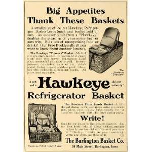 1913 Ad Burlington Basket Hawkeye Refrigerator Basket   Original Print 