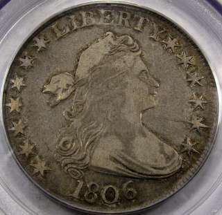 1806 Draped Bust Half Dollar PCGS VF 30 with Pointed 6 & No Stem 