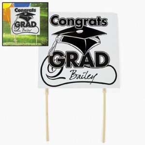  White Congrats Grad Yard Signs   Party Decorations & Yard 