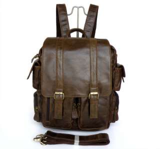   Leather Mens Popular Hiking Backpack Messenger Shoulder Bag  