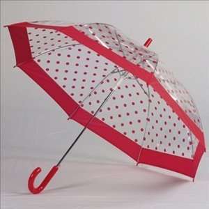  Clear Red Polka Dot Trim Umbrella 