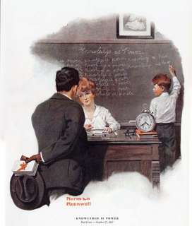 Norman Rockwell Classroom Print KNOWLEDGE IS POWER  