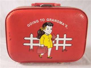   LUGGAGE LITTLE GIRLS GOING TO GRANDMAS RED SUITCASE RETRO  