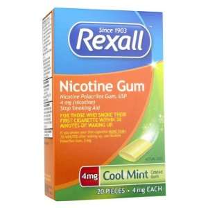  Rexall Nicotine Gum   Cool Mint, 4 mg, 20 ct Health 