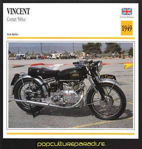 1949 VINCENT Comet 500 cc MOTORCYCLE Picture ATLAS CARD  