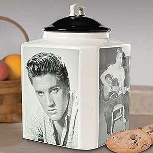   Elvis Photos Cookie Jar Retro Images Glazed Ceramic