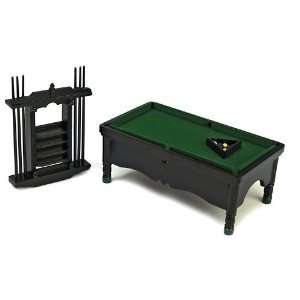  Black Pool Table Dollhouse Miniature Set Toys & Games