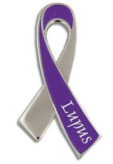 Lupus Awareness Month is May Silver and Purple Ribbon Lapel Pin with 