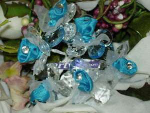 ACRYLIC TURQUISE CRAFT FLOWERS DECORATE FAVORS NEW  