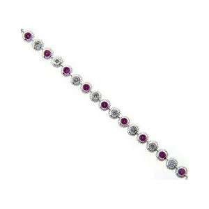  Sterling Silver Pink CZ Thin Line Bracelet Jewelry