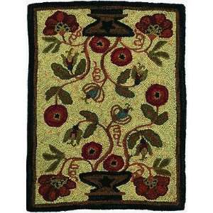  Hooked Potted Flower Wool Rug