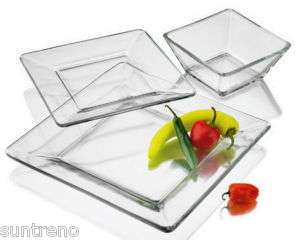 Libbey Glass Tempo Square Glass Dinnerware Set 12 pc  