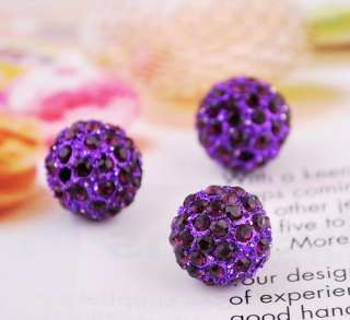  12MM Disco Crystal Ball Beads 9Colors 2MM Hole Fit DIY Braid Charms 