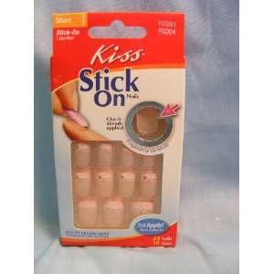    Kiss Stick On Nails Short Length Platinum French 10391 Beauty